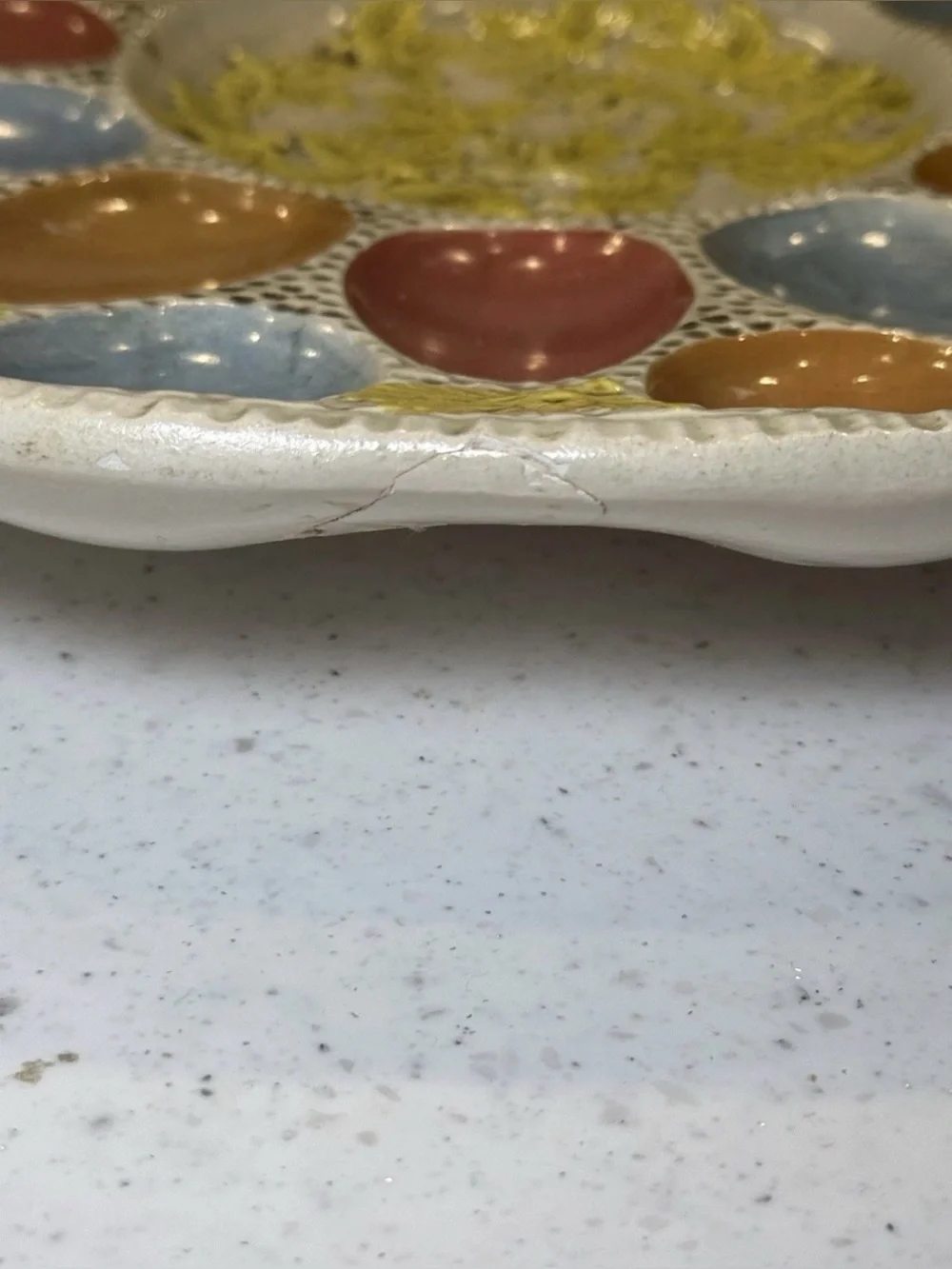 Vintage Mid Century Deviled Egg Ceramic Serving Platter Holds 24 13